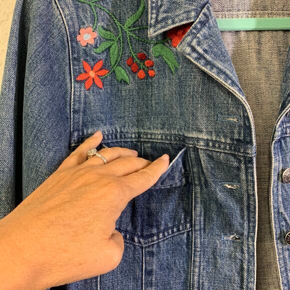 HAROLD'S Denim Jacket Coat Embroidered Floral Preppy Vintage Norman‎ Oklahoma - Picture 7 of 12